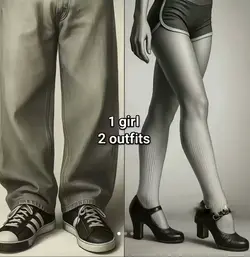 1 girl, 2 outfits