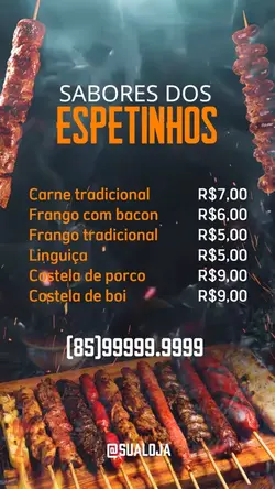 Espetinho cardápio 