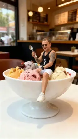 Eis essen im Sommer