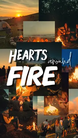 Hearts around fire