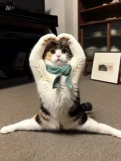 AIの子猫が一字馬をする