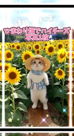 ひまわり畑でハイチーズ