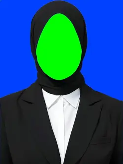 latar biru dan jas