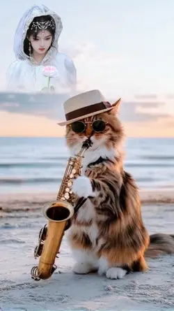 Mèo thổi saxophone 