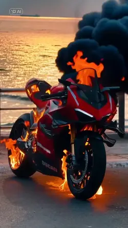 Burning Motorcycle 