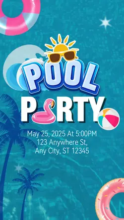 C2B Summer Pool Party Blue Theme Dynamic Poster 