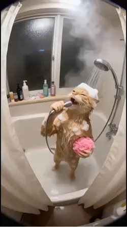 The cat is singing 