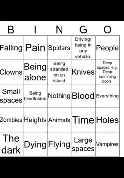 Fear bingo.