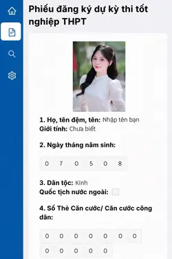 Phiếu đăng ký thi
