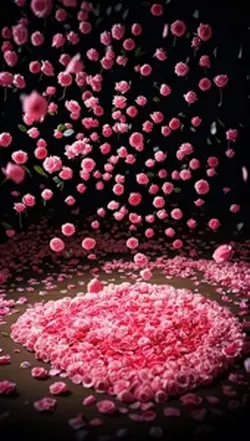 Pink roses falling