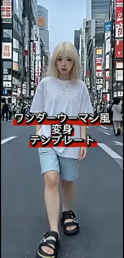 女性アメコミヒロイン風変身テンプレート