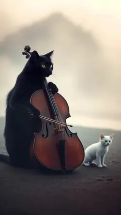 Cat playing violin 
