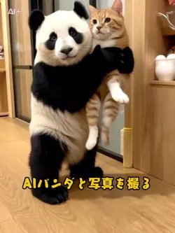 AIパンダと写真を撮る