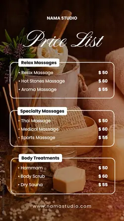story : price list