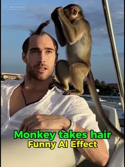 Monkey takes hair
