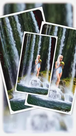 Femme chute d'eau