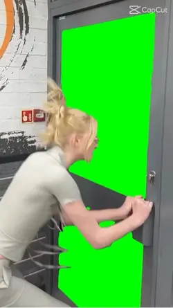Girl hitting door