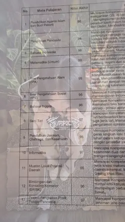 trend jj nilai rapot