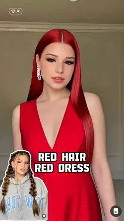 Red hair red dress
