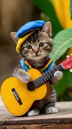 Kitten play guitar