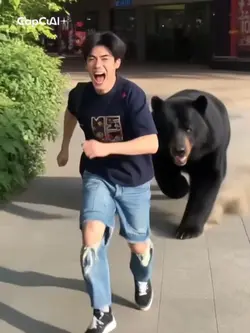 痛っ！クロクマに追われた！