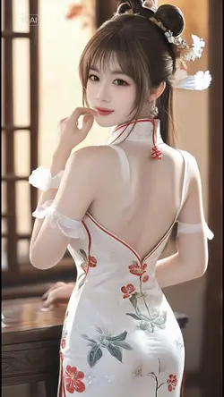 チャイナドレスで大変身 AI変身