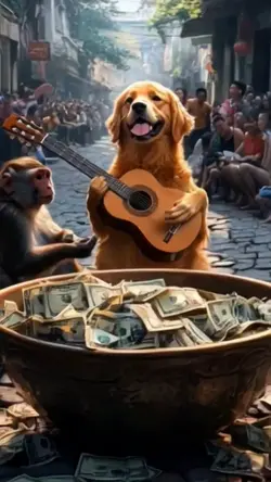 Ai dog play guitar