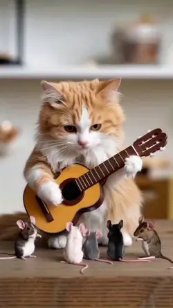 Cat playing guitar