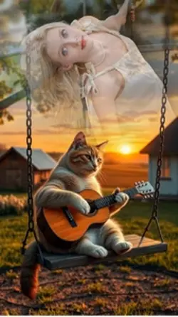 Cat playing guitar