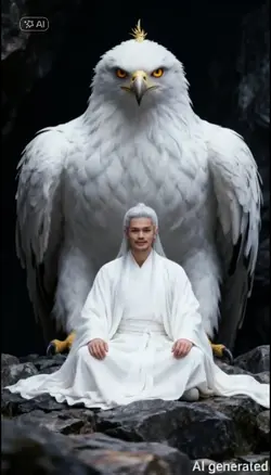 man and white eagle 