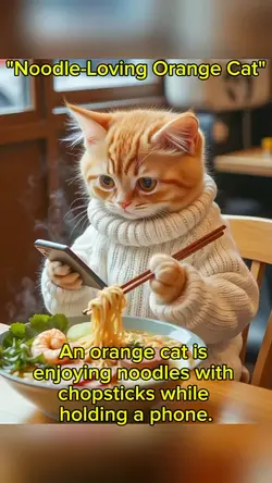 Noodle-Loving cat