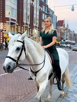 Riding a white horse