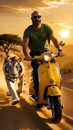 Tiger and Motorcycle