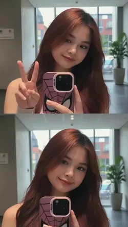 Split‑screen spiegelselfie vibes