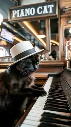 Cat playing piano 