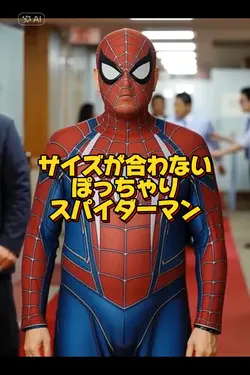 サイズが合わないぽっちゃりスパイダーマン