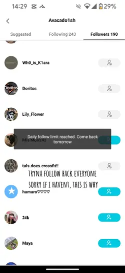 Follow limit