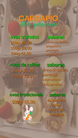 cardápio páscoa 2025