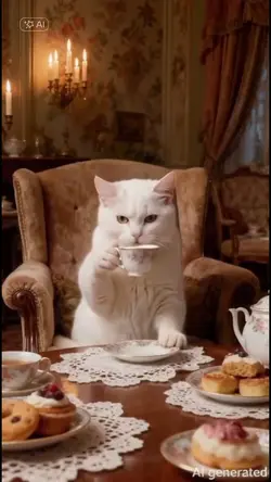cat and tea