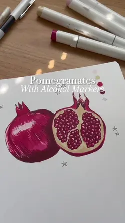 Pomegranates With Alcohol Markers