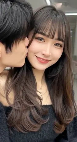 彼が現れ…ほっぺに😘chu!
