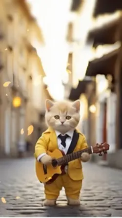 Cat playing guitar