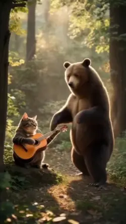 Cat and bear 