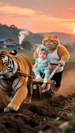 CAT n TIGER PLOWING