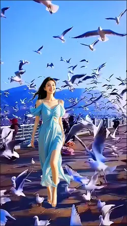 Seagulls flying