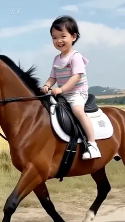 bebê anda a cavalo