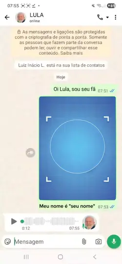 WHATSAPP DO LULA
