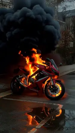 Burning Motorcycle
