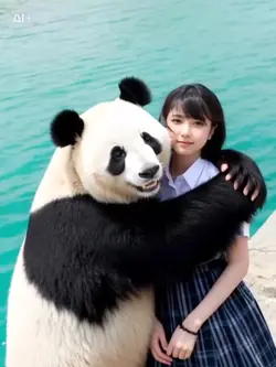 AIパンダと写真を撮る