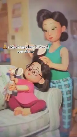 Mẹ chụp hình với con